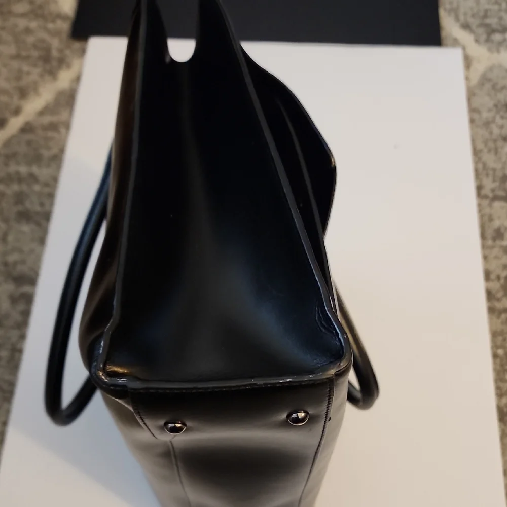 Lodis Black Leather Top-Handle Tote